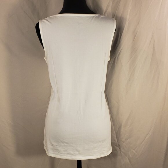 Faded Glory Women's White Lace Trimmed V Neck Tank Top, M - Picture 4 of 5